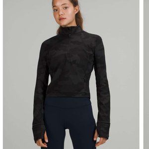 LULULEMON Black Camo Its Rulu Run Cropped Half-Zip Sweatshirt 6